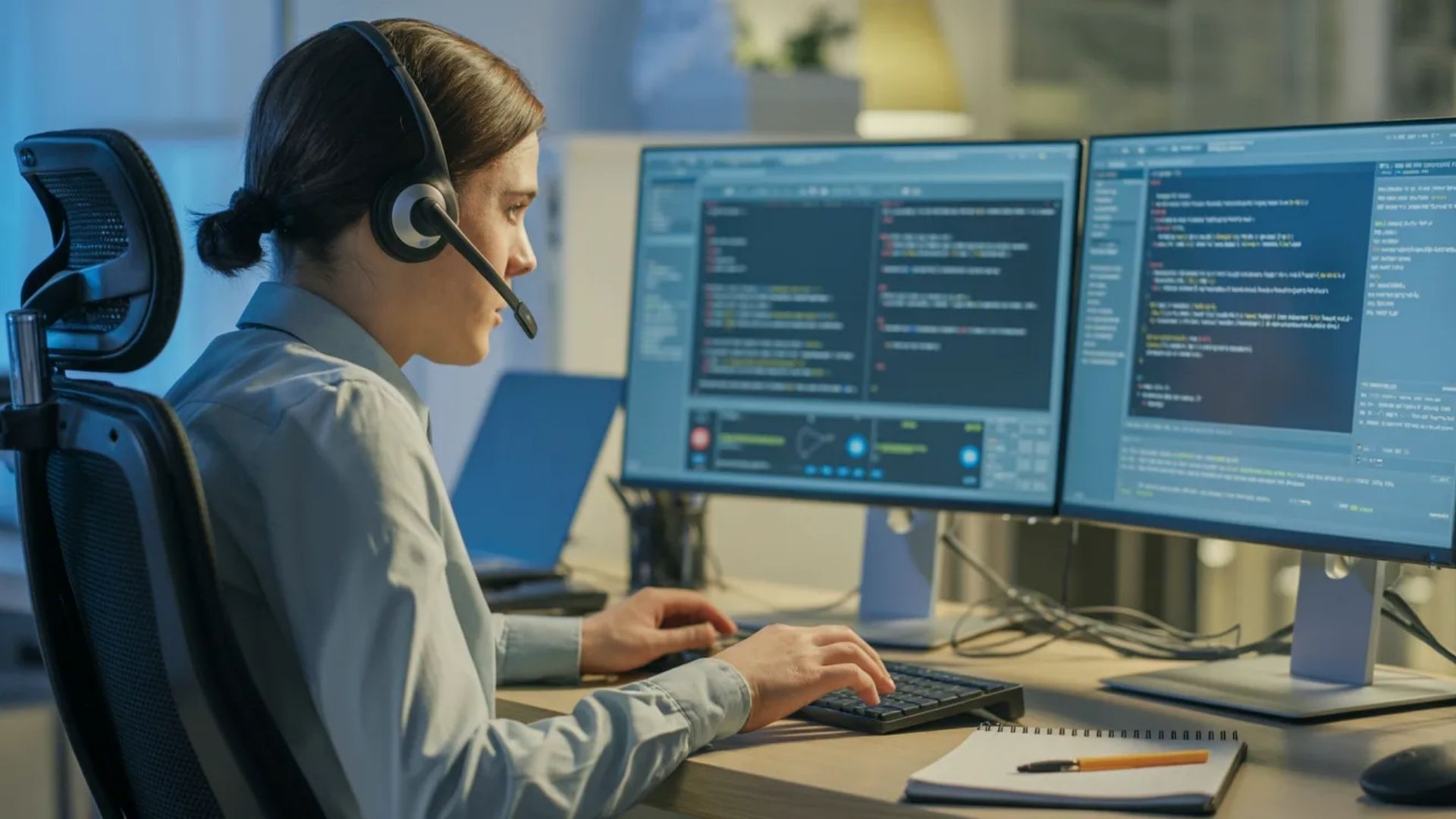 an-it-support-agent-on-a-headset-working-at-a-dual-monitor-workstation