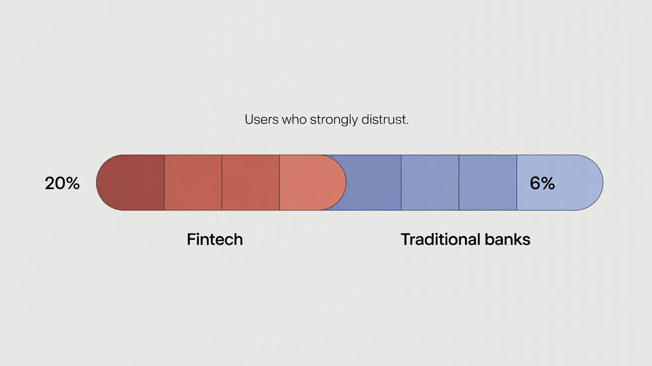 Bar chart comparing user distrust levels between fintech companies